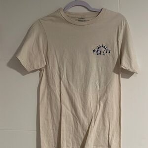 O'Neill Men's Beige Tee with Blue Logo